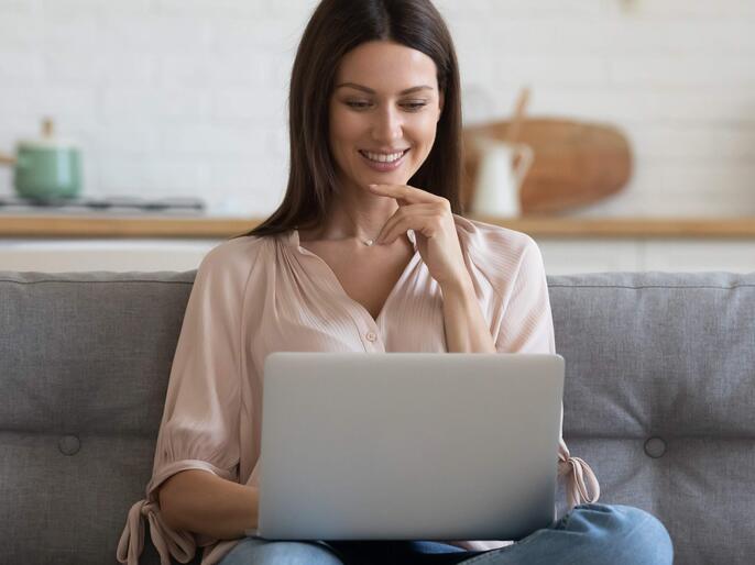 Woman applying for a job online