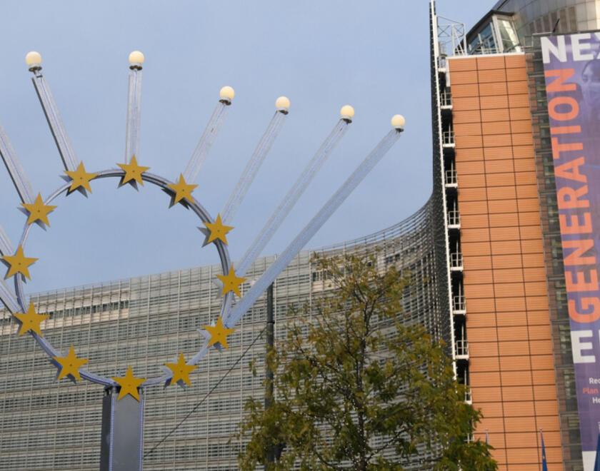 A Menorah next to the European Commission